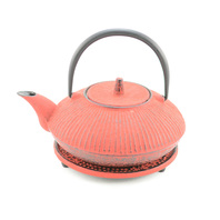 Small Red Ribbed Teapot